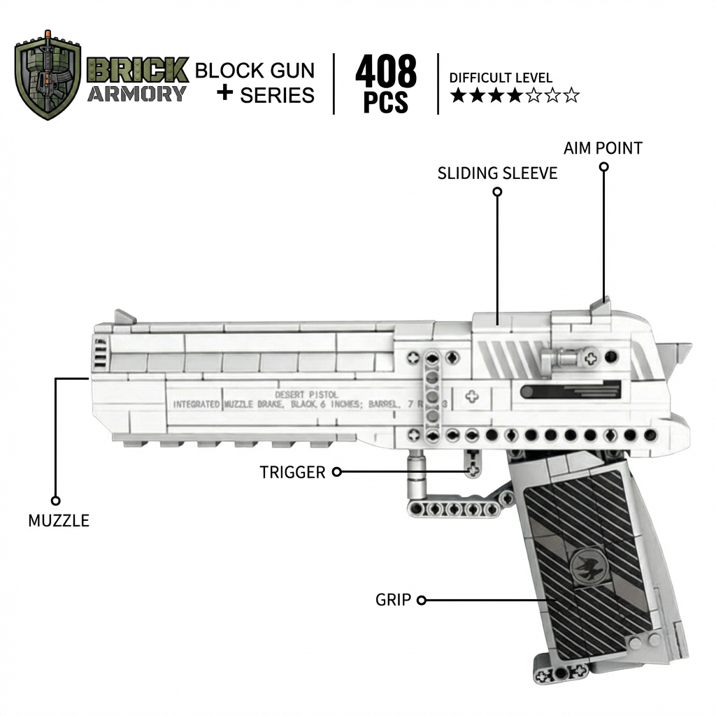 Brick-Built Desert Eagle Pistol (408 Pcs)